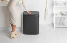 Кош за боклук Brabantia Bo Touch 1001274, 60 л, Плавно и безшумно отваряне, Голям отвор, Устойчив на отпечатъци, Черен/мат