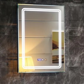 LED огледало ICL 1791 Inter Ceramic, с нагревател, с часовник и температура, 50x70см