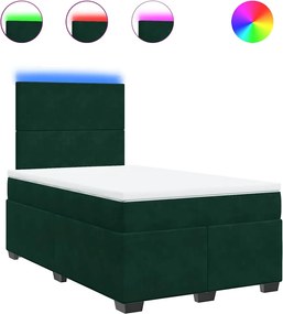 3293155 vidaXL Боксспринг легло с матрак, тъмнозелено, 120x190 см, кадифе