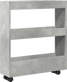 855244 vidaXL Тясна количка за съхранение 3 нива бетонно сивa инженерно дърво