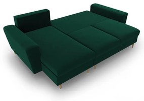 Зелен кадифен разтегателен ъглов диван с място за съхранение Kyoto – Cosmopolitan Design