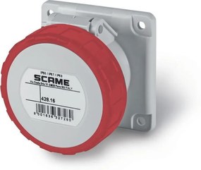 Scame Промишлен контакт 3P+Е 16A IP67/69 ПРАВ серия Optima панелен монтаж 75х75мм  - 428.1666