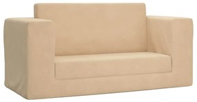 357037 vidaXL Детско диванче-легло, 2-местно, кремаво, мек плюш