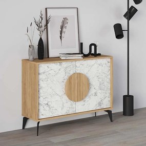 Меламинов бюфет Gora в дъб - бял мраморен цвят 110x35,6x82см.