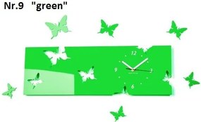 Стенни часовници с пеперуди, изработени от акрилно стъкло Зелено