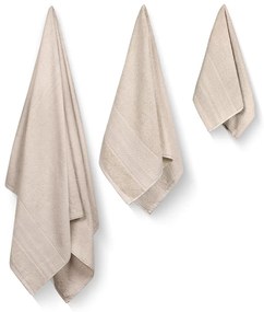 Бежови памучни хавлии и кърпи за баня в комплект от 3 бр. от тери Piramit – Foutastic