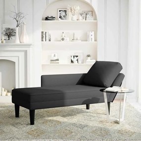 4009812 vidaXL Кушетка с възглавница и десен подлакътник, черен, кадифе