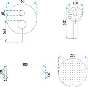 Душ система за вграждане Rea Lungo Stripe Gold Brush