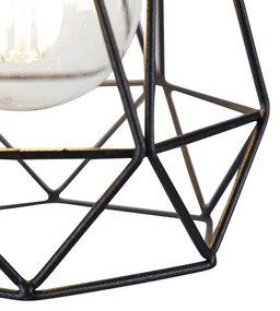 Рустикална стенна лампа черна с дърво - Dami Frame