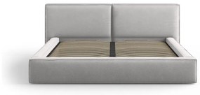 Светлосиво тапицирано двойно легло с място за съхранение и решетка 160x200 cm Arendal - Cosmopolitan Design