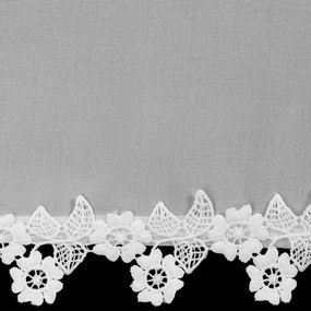 Романтична бяла завеса LILI от лек шифон с бродерия и халки за окачване Šírka: 400 cm | Dĺžka: 140 cm