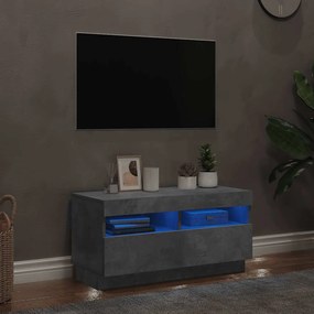 804449 vidaXL ТВ шкаф с LED осветление, бетонно сив, 80x35x40 см