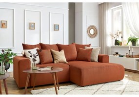 Оранжев кадифен ъглов диван Enjoy – Bobochic Paris