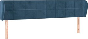 3117202 vidaXL Горна табла за легло с уши, тъмносиня, 163x23x78/88 см, кадифе