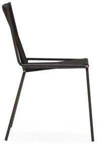 Черни метални трапезни столове в комплект за подреждане 2 бр. Emily – Marckeric