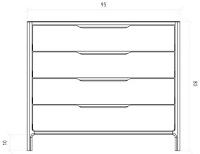 Нисък скрин от масивен дъб в естествен цвят 95x80 cm Twig – The Beds