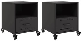846705 vidaXL Нощни шкафчета, 2 бр, черни, 36x39x43,5 см, стомана