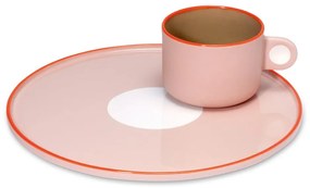 Комплект от чаша и чиния от розов фаянс , 250 ml Greta - Remember