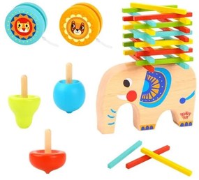 Tooky Toy - Комплект със забавни игри, 3в1 - Слонче за баланс, пумпали и йо-йо TL686