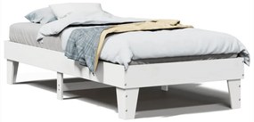 855380 vidaXL Рамка за легло без матрак, бял, 75x190 см, борово дърво масив