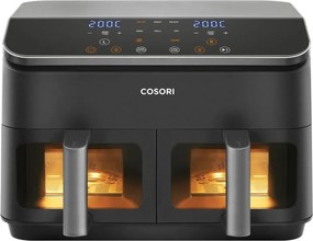 Втора ръка: Двоен фритюрник с горещ въздух Cosori Dual Basket CAF-R901-AEU, 1750 W, 8.5 л, 8 програми, Таймер, Touch screen, Черен