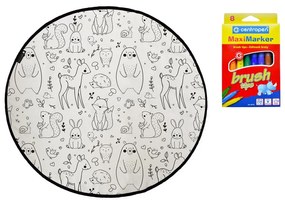 Детски килим за оцветяване , ø 130 cm Field Full of Animals - Butter Kings
