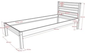 Детско легло от масивен бор без ламелно дъно в естествен цвят 90x200 cm Pino – Vipack
