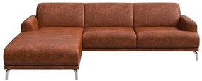 Ъглов диван от червено-кафява кожа , ляв ъгъл Puzo - MESONICA