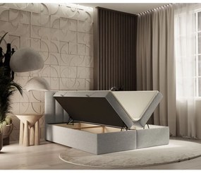 Светлосиво боксспринг легло с място за съхранение 140x200 cm Novento – Maison de Rêve