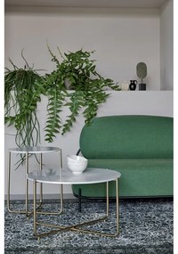 Кръгла масичка за кафе с мраморен плот в бял и златист цвят ø 70 cm Timpa – White Label