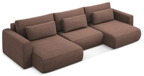 Розов разтегателен ъглов диван с място за съхранение (U форма) Kapua – Makamii