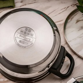 Тенджера под налягане Rosberg R51311A7, 7 литра, 2 капака, Индукция, Трислойно дъно, Инокс