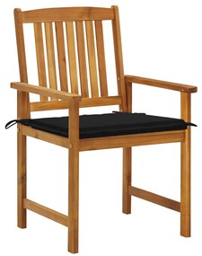 3078158 vidaXL Градински столове с възглавници, 6 бр, акациево дърво масив