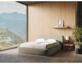 Бежово двойно тапицирано легло с място за съхранение и включена подматрачна рамка 140x200 cm Kiana – Makamii