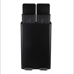 Матово черно стоманено кошче за боклук 2x30 l за рециклиране с педал Aliya – Spirella