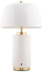 Бяла LED затъмняваща се настолна лампа с метален абажур (височина 30 cm) Freya – Leitmotiv