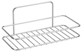 Висящ стоманен рафт за баня без пробиване в блестящо сребрист цвят Luxy – Metaltex