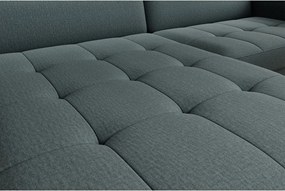 Сиво-зелен кадифен разтегателен ъглов диван с място за съхранение (ляв ъгъл) Gomsi – ELTAP