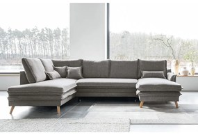 Сив разтегателен ъглов диван (ляв ъгъл/"U" форма) Charming Charlie – Miuform