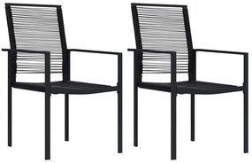 Sonata H Градински столове, 2 бр, PVC ратан, черни