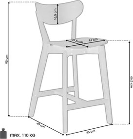 РОКСИ Естествен дъб - ДЪРВЕН ХОКЕР БАР СТОЛ 95 cm ЗА КУХНЯ ХОЛ РЕСТОРАНТ РЕТРО