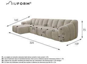 Сив ъглов диван (ляв ъгъл) Shell – Miuform