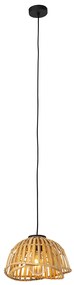 Ориенталска висяща лампа черна с естествен бамбук 30 см - Pua