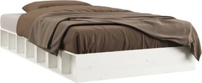 820712 vidaXL рамка за легло бяло 135x190 см Double масивно дърво
