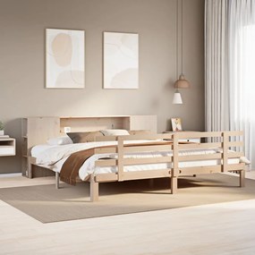 3322716 vidaXL Легло с етажерка за книги, без матрак, 180x200 см, бор масив