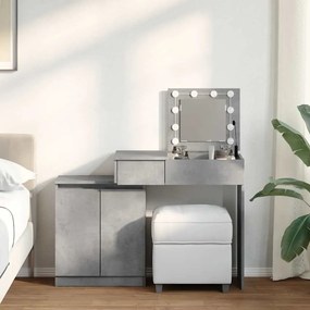 848230 vidaXL Тоалетка с LED, бетонно сива, 115x37x110,5 см