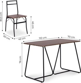 Трапезен комплект - маса + 4 стола PARIS Кафяво