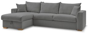 Сив разтегателен ъглов диван от рипсено кадифе (променлив) Augustin – Bobochic Paris