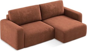 Теракотен шенилов сгъваем/с място за съхранение ъглов диван (десен ъгъл) Kona – Makamii
