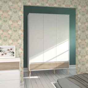 Гардероб 3-врати Randers-Natural-White